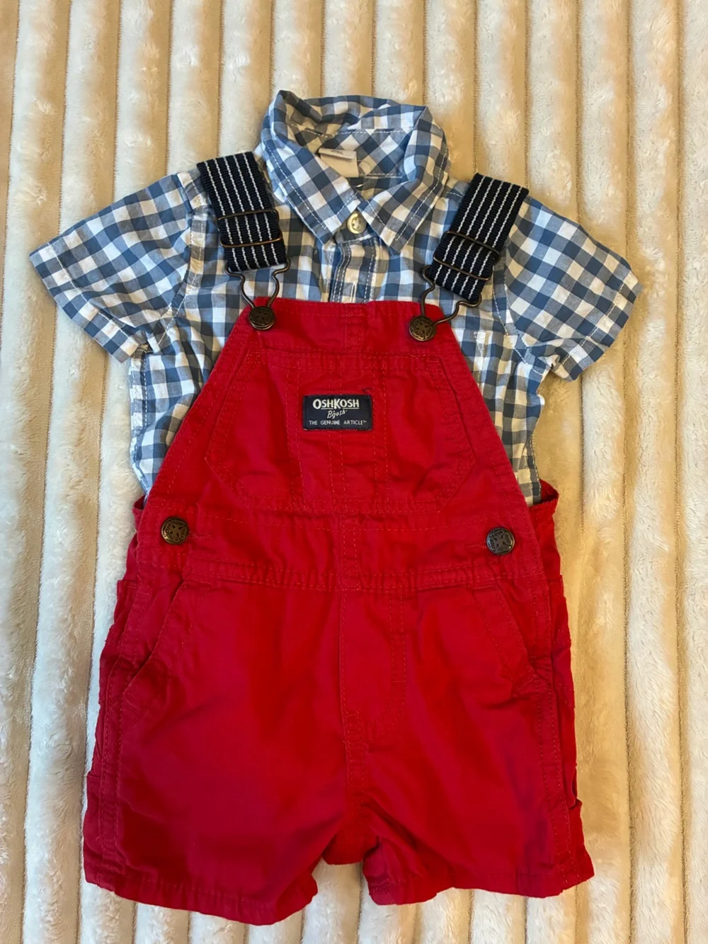 OshKosh 6M Short Overalls Outfit Set – Washed, Never Worn